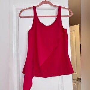 Satin tank top with one ruffle, pink